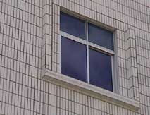 White tiles and blue glass
