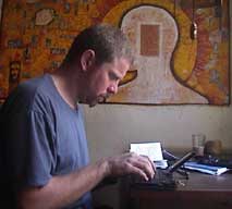 Marc writing in the Snowman