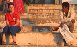 Man staring at Lindsey